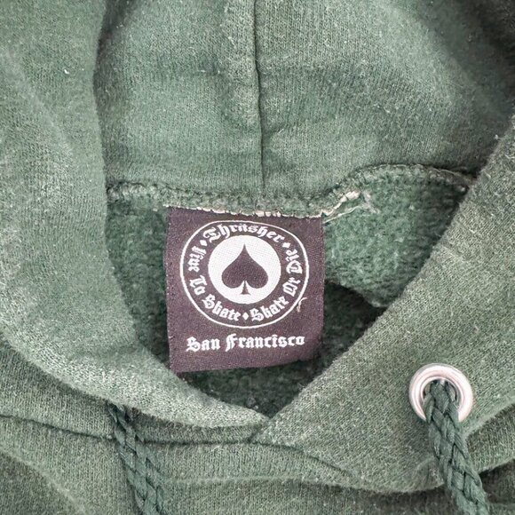 THRASHER LOGO GREEN HOODIE * FLAWS SHOWN - Picture 4 of 10